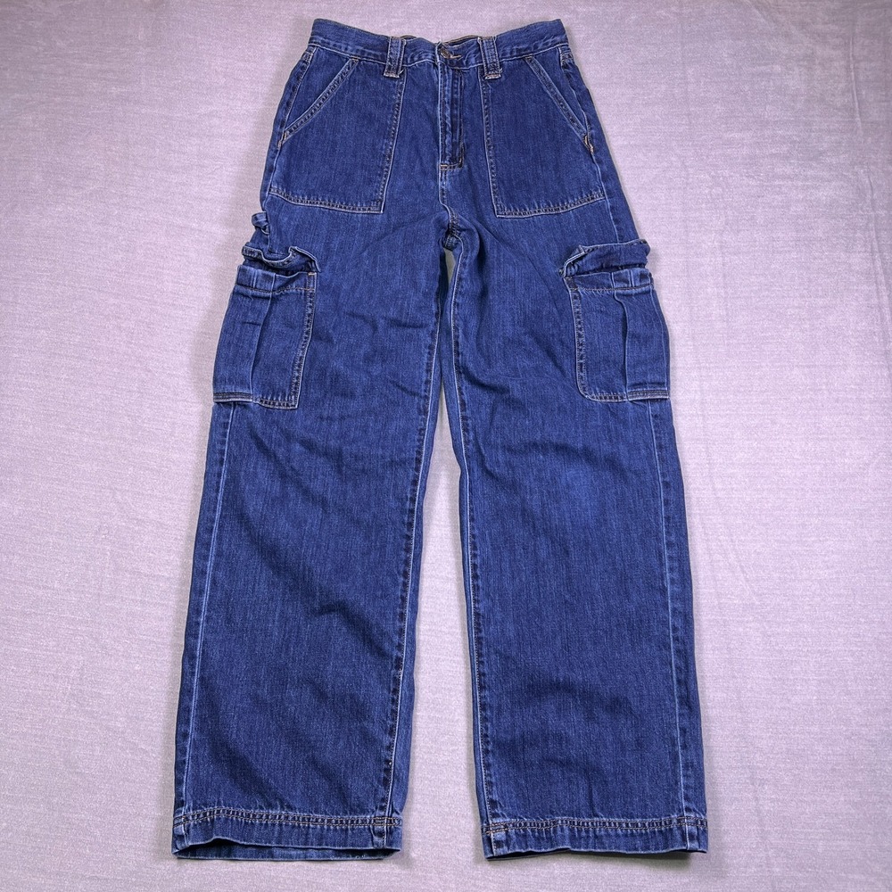 Cello Womens Blue Hi Rise Regular Fit Cargo Baggy Skater Denim Jeans Size 9